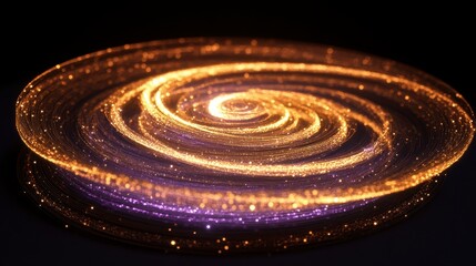 Poster - Glowing spiral abstract art with orange and purple particles.