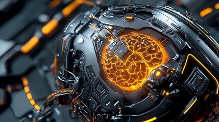 Poster - Futuristic neural network design digital realm 3d render sci-fi aesthetic close-up artificial intelligence concept
