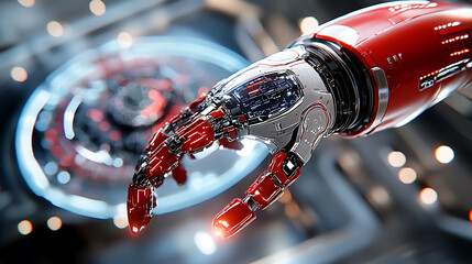 Poster - advanced robotic arm technology showcase high-tech lab digital art futuristic environment close-up v