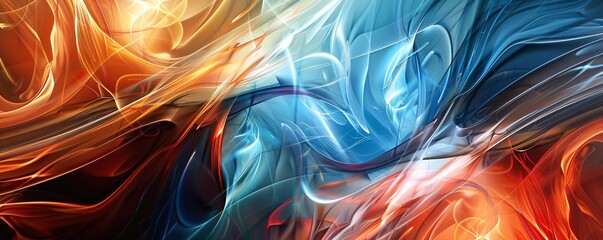 Poster - Red and blue swirling lines creating an abstract background