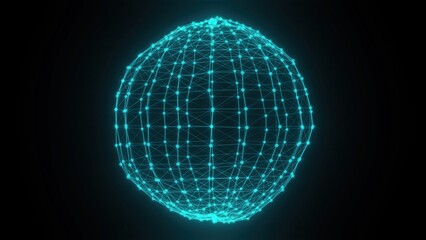 Poster - Plexus planet sphere of dots and lines. Computer generated 3d render