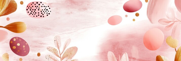 Fototapete - Colorful abstract design featuring pink and gold elements on a soft background suitable for modern decor or artistic projects