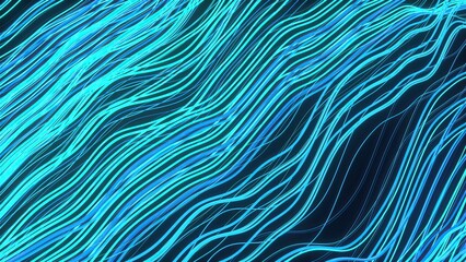 Poster - Neon abstract waves lines. Computer generated 3d render