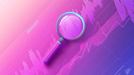 Poster - Analyzing market trends with a magnifying glass.  Detailed financial data visualization