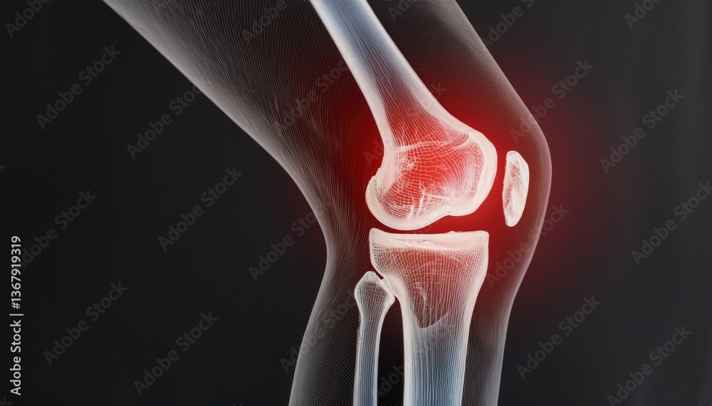 3d medical x ray of knee pain with arthritis inflammation and tendon ...