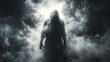 © laron - Hooded figure in dark clouds, fantasy scene