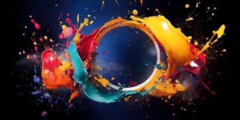 Wall Mural - Colorful paint splashes in the shape of an O symbol, representing creativity and artistic expression. bokeh background