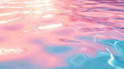 Poster - calming pastel water surface waves with gentle swirls and reflections in soft colors evoke tranquili