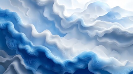 Poster - Abstract blue and white wavy background.