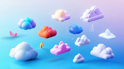 Leinwandbilder - Colorful 3D cloud network illustration.
