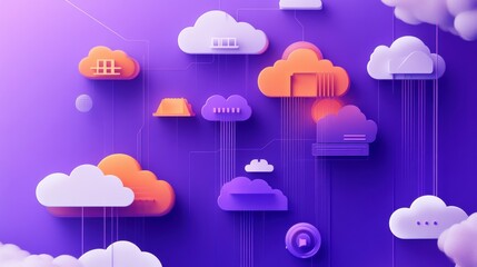 Leinwandbilder - Abstract 3D cloud computing network data concept.