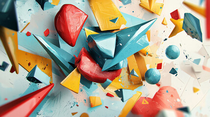 Poster - A bunch of colorful pieces of paper featuring geometric shapes and softer organic forms perfect for craft projects and artistic displays.