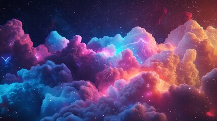 Aufkleber - Vibrant cosmic cloudscape with nebulae and starlight.