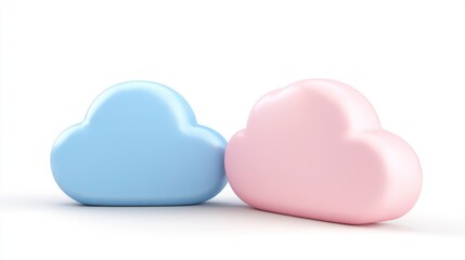Aufkleber - Two pastel-colored cloud shapes, light blue and pink, positioned side-by-side against a white background.