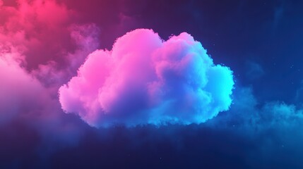 Aufkleber - Neon pink and blue cloud in dark night sky.