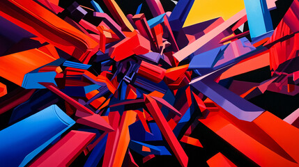 Poster - A vibrant and colorful abstract design bursting with primary colors and fluid shapes creating an energetic and eye-catching visual experience.