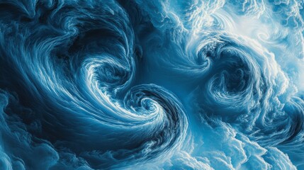 Aufkleber - Abstract swirling blue and white patterns resembling clouds or water.