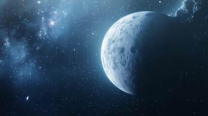 Wall Mural - a large moon is in the sky with many stars surrounding it. the image has a peaceful and serene mood,