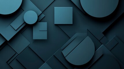 Poster - Abstract dark teal geometric shapes background.