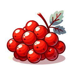 Wall Mural - Vector art of red viburnum berries with stem and leaves. Ideal for wildlife garden resources, autumn decorative themes and botanical identification guides.