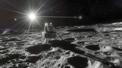 Fototapete - This moon refinery uses AI to excavate regolith from an asteroid.