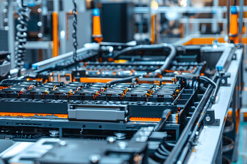 Fototapete - High-tech automated production line in factory