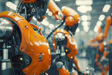 Fototapete - Industrial automation with robotic arms