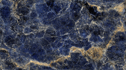 Poster - Deep velvety fusion of iridescent navy blue marble surface with unique patterns and textures creating a stunning visual experience.