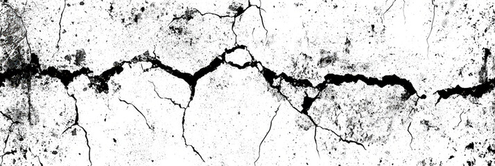 Leinwandbilder - The surface shows various cracks and fissures, highlighting a weathered concrete structure. The stark contrasts create an intriguing visual of texture and aging