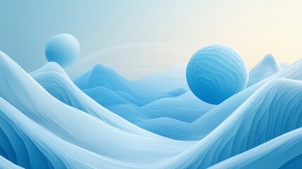 Aufkleber - Abstract blue landscape with two spheres.