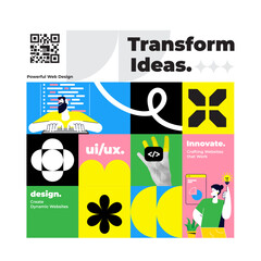 Poster - set of trendy y2k web design elements, bold shape. web blocks, buttons concept. web shapes with tren