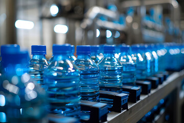 Poster - Bottled water production line in factory