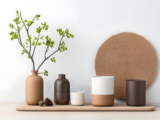 Poster - Assortment of diverse storage containers made from various materials like cardboard wicker and metal