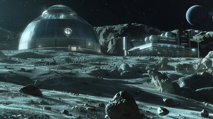 Poster - This Futuristic structures for asteroid regolith extraction and processing are showcased.