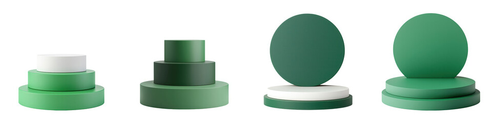 Fototapete - Minimalist geometric green abstract podiums arranged for product display or exhibition