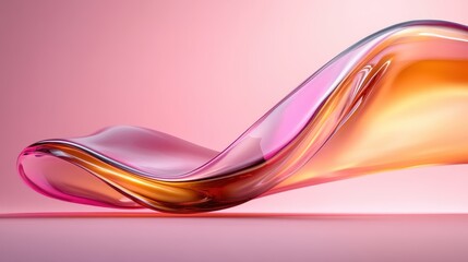 Poster - This vibrant image features a striking wave form with smooth gradients of pink and orange, reflecting the beauty of abstract art and modern design elements.