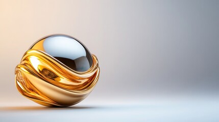 Poster - This magnificent image captures a shining golden orb with a flowing waves design, exuding luxury, sophistication, and a captivating beauty that draws attention effortlessly.