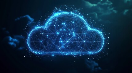 Leinwandbilder - Abstract glowing cloud network digital technology concept.