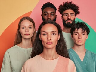 Aufkleber - Next-Gen Diversity Inclusive Multigenerational Portrait Showcasing Authentic Global Connections in Vibrant Chromatic Workplace Branding