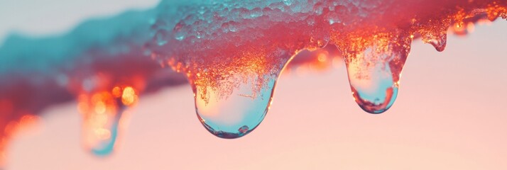 Aufkleber - Prismatic Ice Melt Ethereal Climate Change Visualization for Environmental Marketing - Macro Liquid Transformation in Vibrant Thermal Gradient Aesthetic