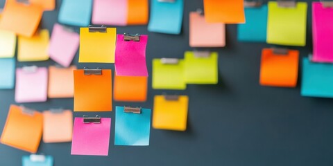 Poster - Dynamic Workflow Visualization Agile Kanban Methodology with Vibrant Multicolor Sticky Notes - Innovative Project Management and Team Collaboration Strategy for Digital Workspace Optimization