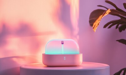 Aufkleber - Smart Pet Hydration Hub Minimalist Blue-Illuminated Water Fountain with AI-Powered Filtration for Modern Pet Wellness and Tech-Enhanced Care