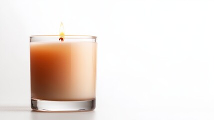 Poster - A beautifully lit candle in a clear glass holder, emitting a warm and soothing light, perfect for creating a serene atmosphere for relaxation or meditation.