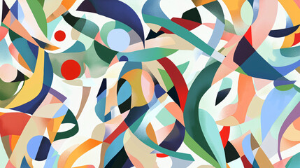 Aufkleber - a colorful abstract pattern displaying a dynamic blend of fragmented overlapping forms with multiple