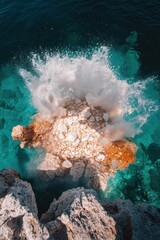 Aufkleber - Explosive Metamorphosis Immersive Cinematic VFX Texture Exploration - Dynamic Elemental Transformation in Underwater Geological Turbulence