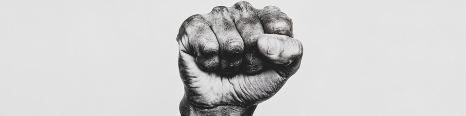 Poster - Monochrome Resistance Purple Up Day Empowerment Fist - Social Impact Activism and Spring Solidarity Campaign for Gender Equality Advocacy