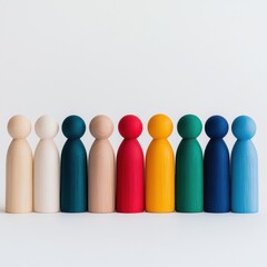 Poster - Inclusive Design Revolution Minimalist Wooden Figures Showcasing Multicultural Team Diversity in Modern Workplace Empowerment Strategies
