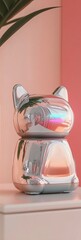 Poster - Futuristic Pet Tech Sleek Metallic Robotic Companion with Interactive LED Design - Next-Gen AI Wellness Gadget for Smart Home Enthusiasts