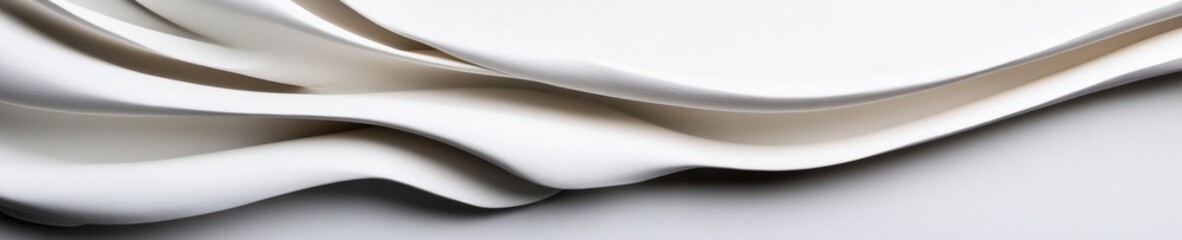 Poster - Minimalist Fluid Dynamics Sculptural White Paper Wave Texture Exploring Organic Form, Digital Design, and Architectural Innovation in Modern Visualization