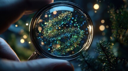 Poster - An Elegant Depiction of Chromosomes Visible Under High Magnification in a Colorful and Sparkling Environment